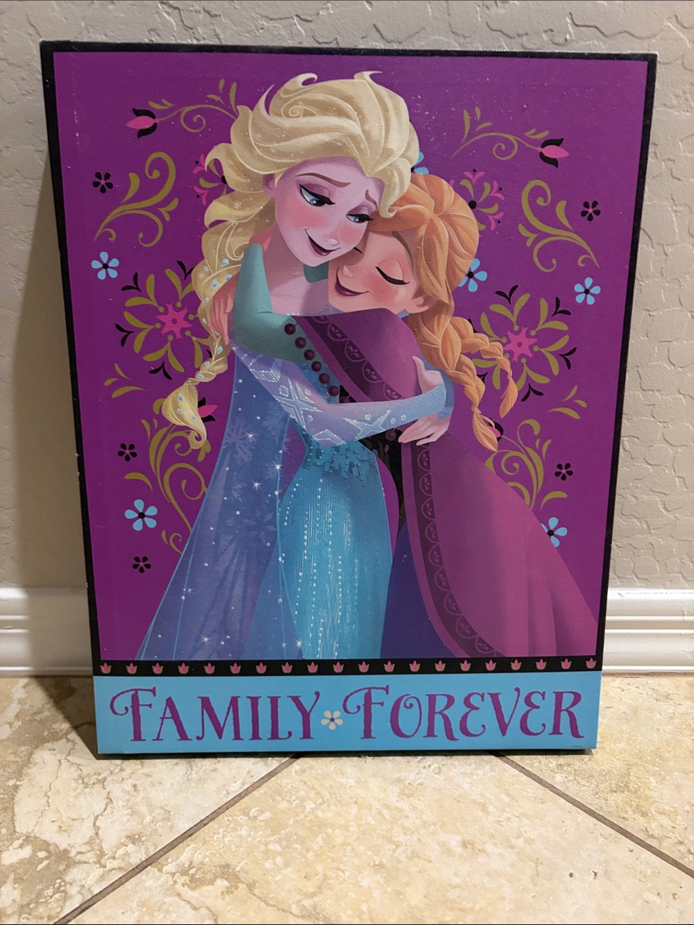 Disney Sisters Hug Purple and Teal Wall Art